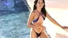 Petite Oriental Girl Noy Sensually Exposes Her Sexy Slim Body Outside
