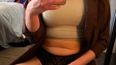 Sexy Shemale With Big Tits Jerking Her Huge Cock Off