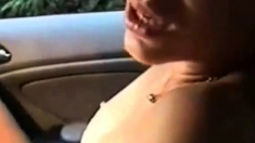 My girlfriend fingering pussy in car. Amateur home made