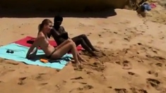 Guy Fucks Black And White Girls On The Beach