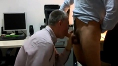 Daddy sucking cock at the office after work with facial