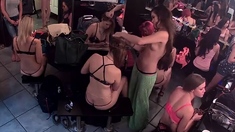 Bunch of strippers hanging out in the dressing room